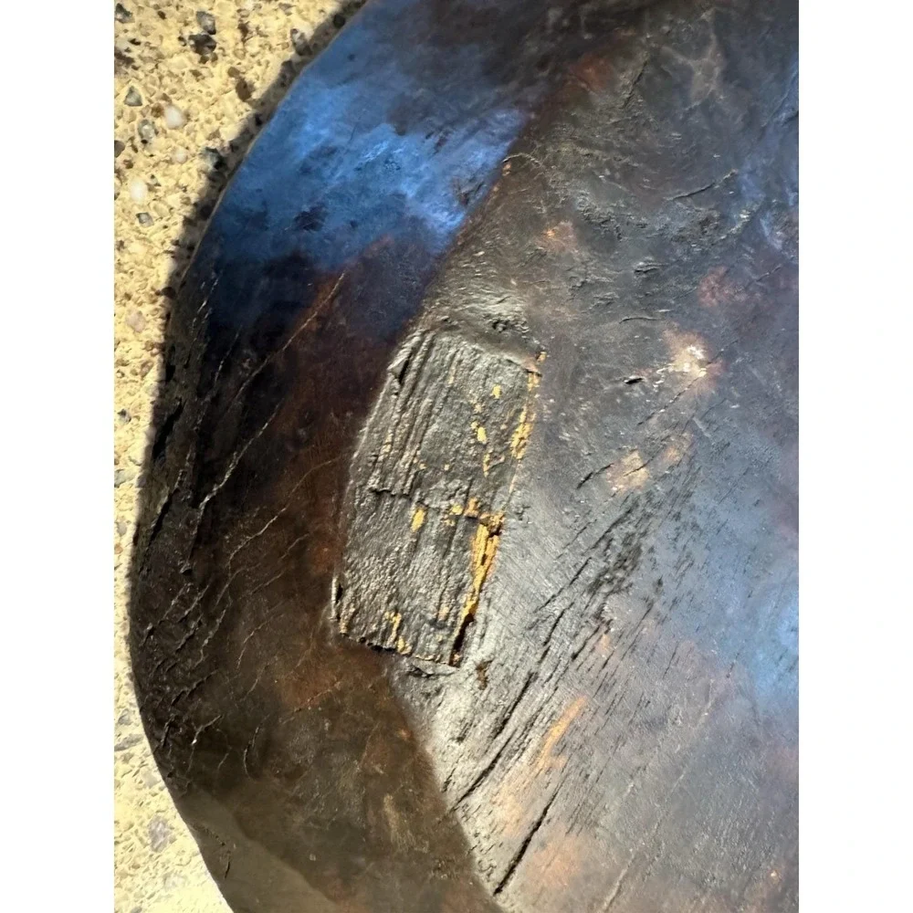 Primitive Parat Chapati Wooden Dough Kneading Bowl Hand Carved Rustic